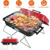 Portable Charcoal Grill Outdoor Tabletop Grill;  Small Barbecue Smoker Folding BBQ Grill with Lid for Backyard Camping Picnics Beach