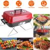 Portable Charcoal Grill Outdoor Tabletop Grill;  Small Barbecue Smoker Folding BBQ Grill with Lid for Backyard Camping Picnics Beach