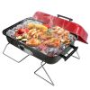 Portable Charcoal Grill Outdoor Tabletop Grill;  Small Barbecue Smoker Folding BBQ Grill with Lid for Backyard Camping Picnics Beach