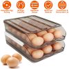 Egg Container Holder for Refrigerator Double Layer Egg Storage Box with Lid Automatic Rolling Egg Box Organizer Bin Tray Rack 36 Eggs