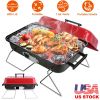 Portable Charcoal Grill Outdoor Tabletop Grill;  Small Barbecue Smoker Folding BBQ Grill with Lid for Backyard Camping Picnics Beach