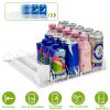 Drink Organizer for Fridge Spring Loaded Beverage Dispenser Width Adjustable Drink Holder with Automatic Pusher Glide 5 Rows Hold up to 25 Cans Bottle