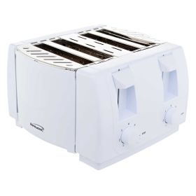 Brentwood TS-265 Cool-Touch 4-Slice 1,300-Watt Toaster with Extra-Wide Slots, Two 7-Setting Browning Knobs, Auto-Centering Guides, and Crumb Trays (Wh