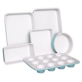 NutriChef NCBK6CT5 6-Piece Ceramic and Steel Non-Stick Baking Pans with Muffin, Cake, and Cookie Pans