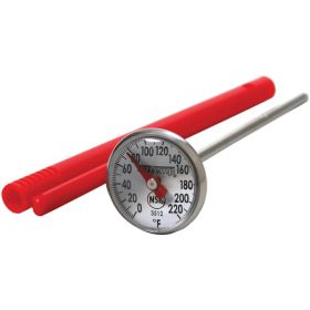 Instant read from 0deg F-220deg F;Magnified shatterproof plastic lens;Convenient pocket case with clips;Durable stainless steel stem;NSF listed;