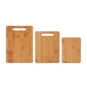 Set of 3 bamboo cutting boards of different sizes;Easy on knife blades;Bamboo is stronger than wood;Ideal for every food prep need;