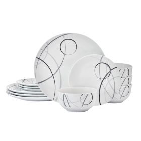 Studio Nova 5323456 12-Piece Porcelain Dinnerware Set, Circles Pattern