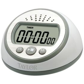 95dB alarm rings until deactivated by pressing a button;Counts up to 24 hours, 59 minutes, 59 seconds;Includes 12/24-hour clock;