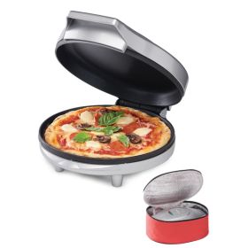 Betty Crocker BC-4959CS 8-In. Indoor Electric Travel Nonstick Pizza Maker Plus with Insulated Travel Bag (Silver)
