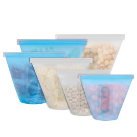 3Pcs Silicone Food Storage Bags Reusable Leakproof Food Container Set with 3 Seals Microwave Dishwasher Safe Environment Friendly 8.5Oz/17Oz/25.4Oz (Option: FoodStorageBagBlue)