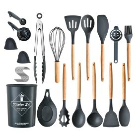 35Pcs Kitchen Cooking Utensils Set Spatula Set Baking Utensil Set Kitchen Accessories Necessities with Holder Egg Whisk Separator Tong Turner Spoons C (Option: UtensilSetBlack)