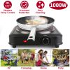 1000W Electric Infrared Single Burner Portable Heating Hot Plate Stove Countertop RV Hotplate with 7.5” Glass Cooktop Stepless Temperature Adjustments