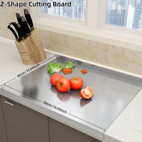 Stainless Steel Cutting Boards for Kitchen, Lipped stainless steel cutting board. Large cutting board suitable for meat, fruits, vegetables, bread (size: 40cm×50cm/15.75×19.69inch)
